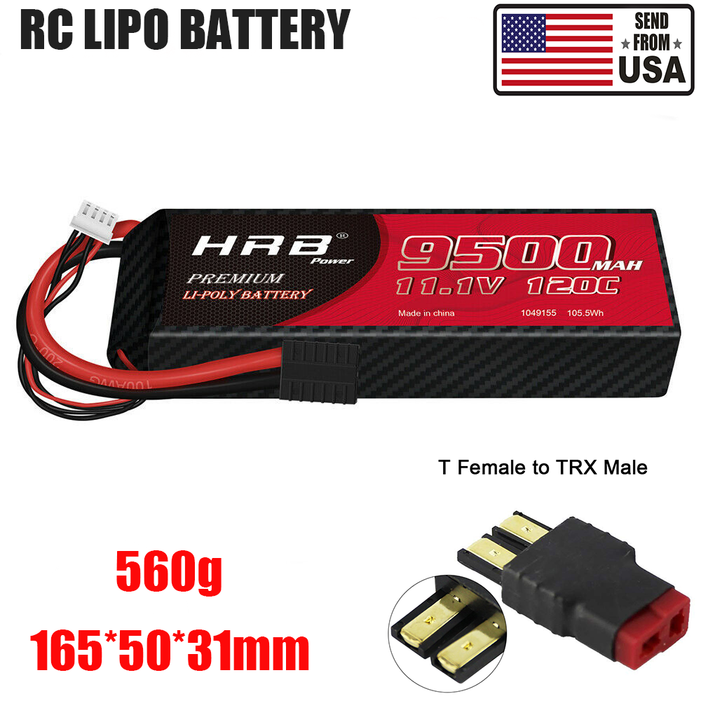 HRB 3S 11.1V LiPo Battery 9500mAh 120C Discharge for RC Car Truck offroad