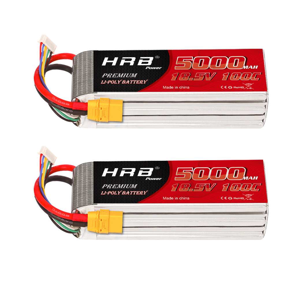 HRB 18.5V LiPo Battery 5000mAh 100C with XT90 Plug for RC Airplane/Helicopter/Car/Truck/Boat