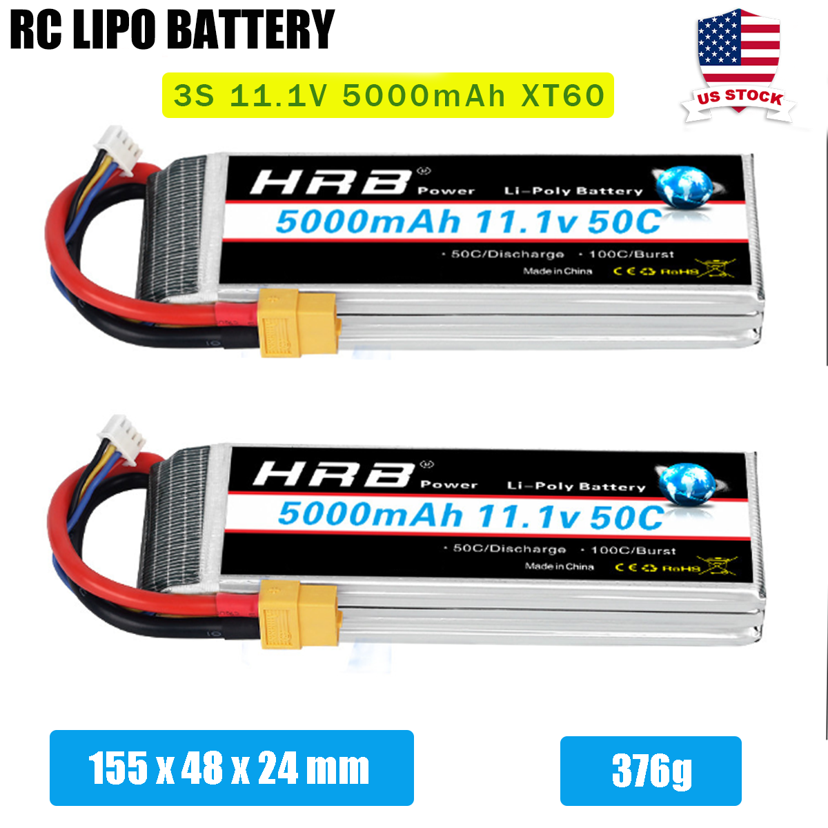 HRB 3s 11.1v 5000mah 50C with TRX/T/XT60/EC5 for RC Traxxas/Car/Truck/Buggy/Boat/ Drone