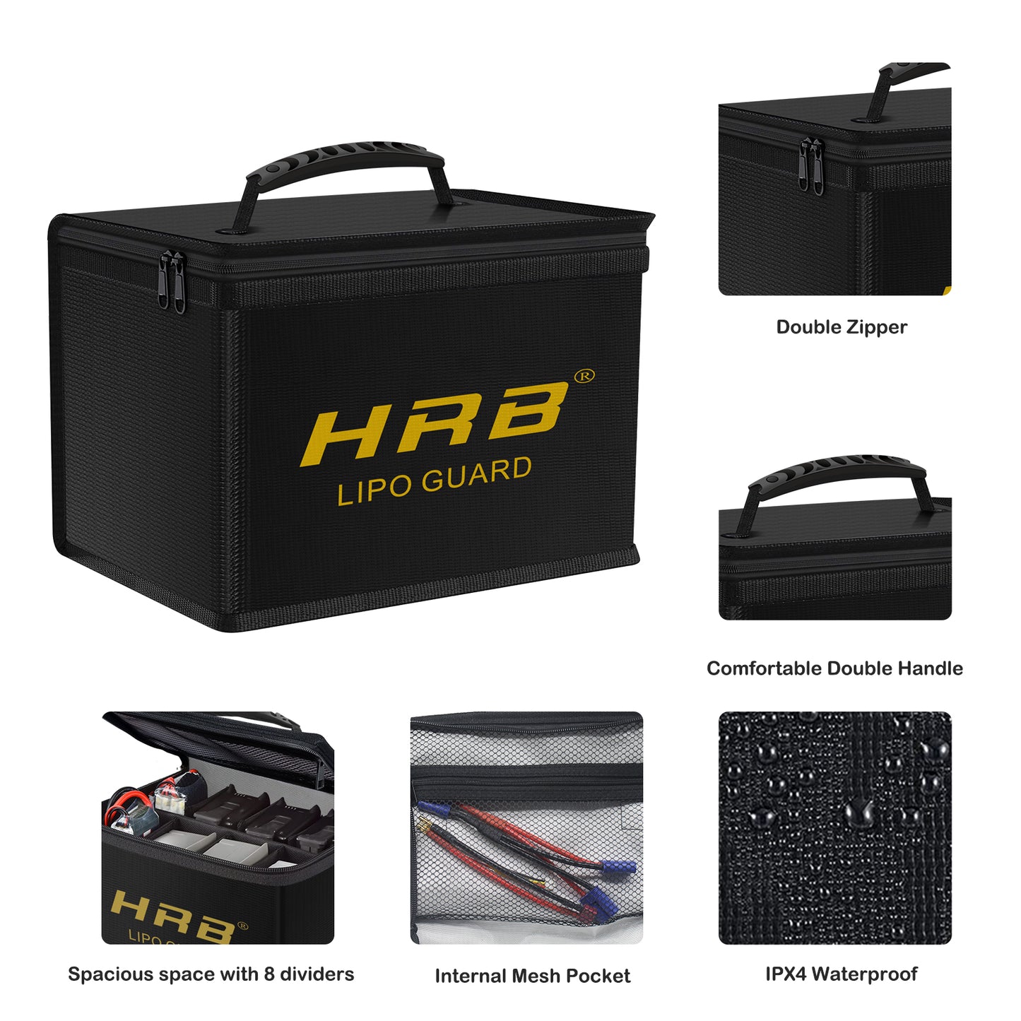 HRB Lipo Battery Bag safe Guard Fireproof Explosionproof For Charge Storage