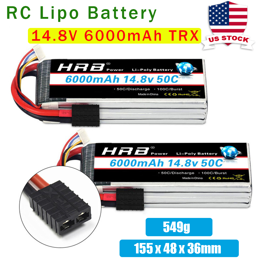 HRB 14.8V 4S 6000mAh 50C Dean T/TRX Lipo Battery for RC Car Truck