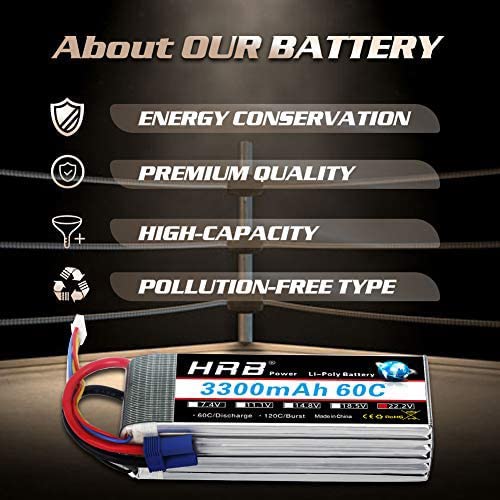 HRB 6S 3300mAh 22.2V 60C with EC5 Plug for RC Car Boat Truck Heli Airplane