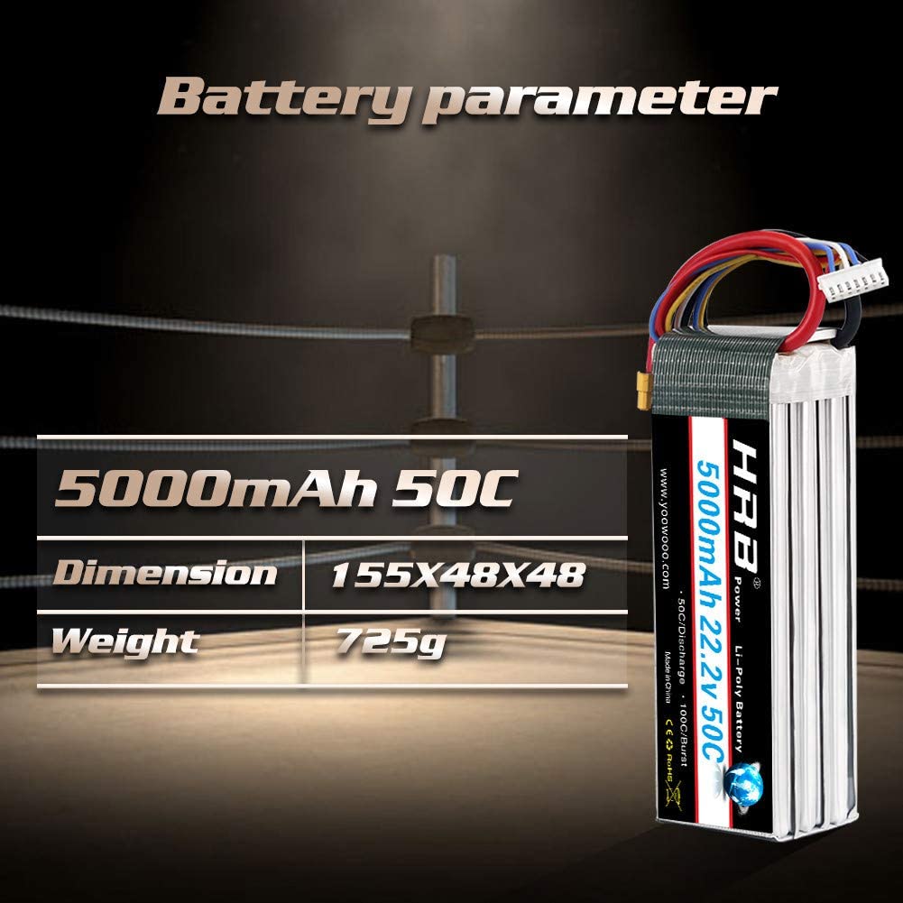 HRB 22.2V 5000mAh 50C with XT90/T/EC5 Plug for RC Quadcopter Helicopter Car Truck Boat