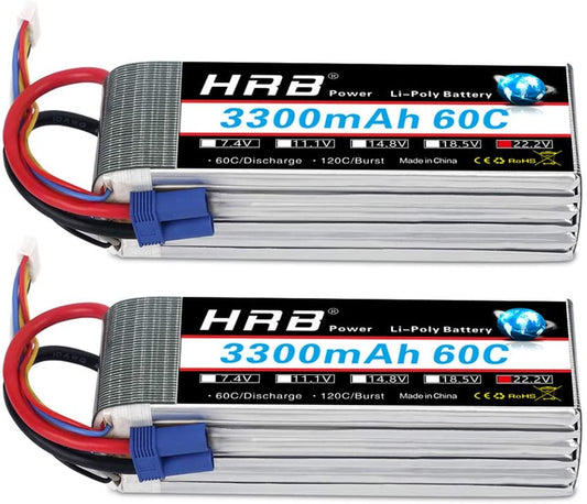 HRB 6S 3300mAh 22.2V 60C with EC5 Plug for RC Car Boat Truck Heli Airplane