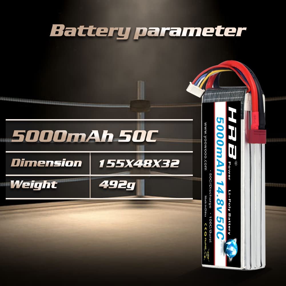 HRB 14.8v 5000mah 50C Deans T Plug for RC Car, RC Truck, RC Truggy RC Airplane UAV Drone FPV