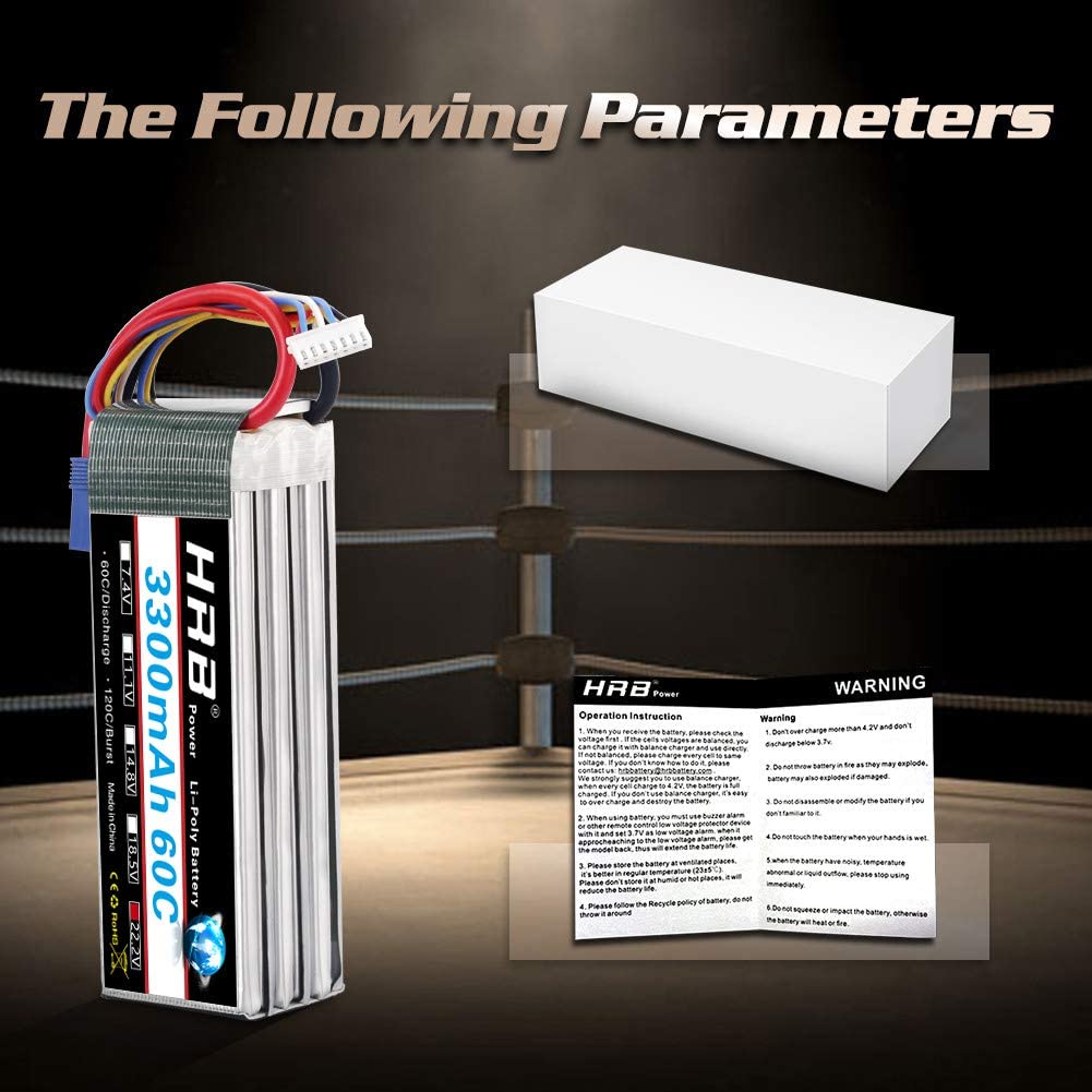 HRB 6S 3300mAh 22.2V 60C with EC5 Plug for RC Car Boat Truck Heli Airplane