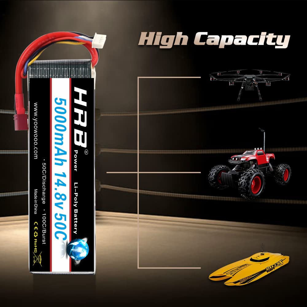 HRB 14.8v 5000mah 50C Deans T Plug for RC Car, RC Truck, RC Truggy RC Airplane UAV Drone FPV