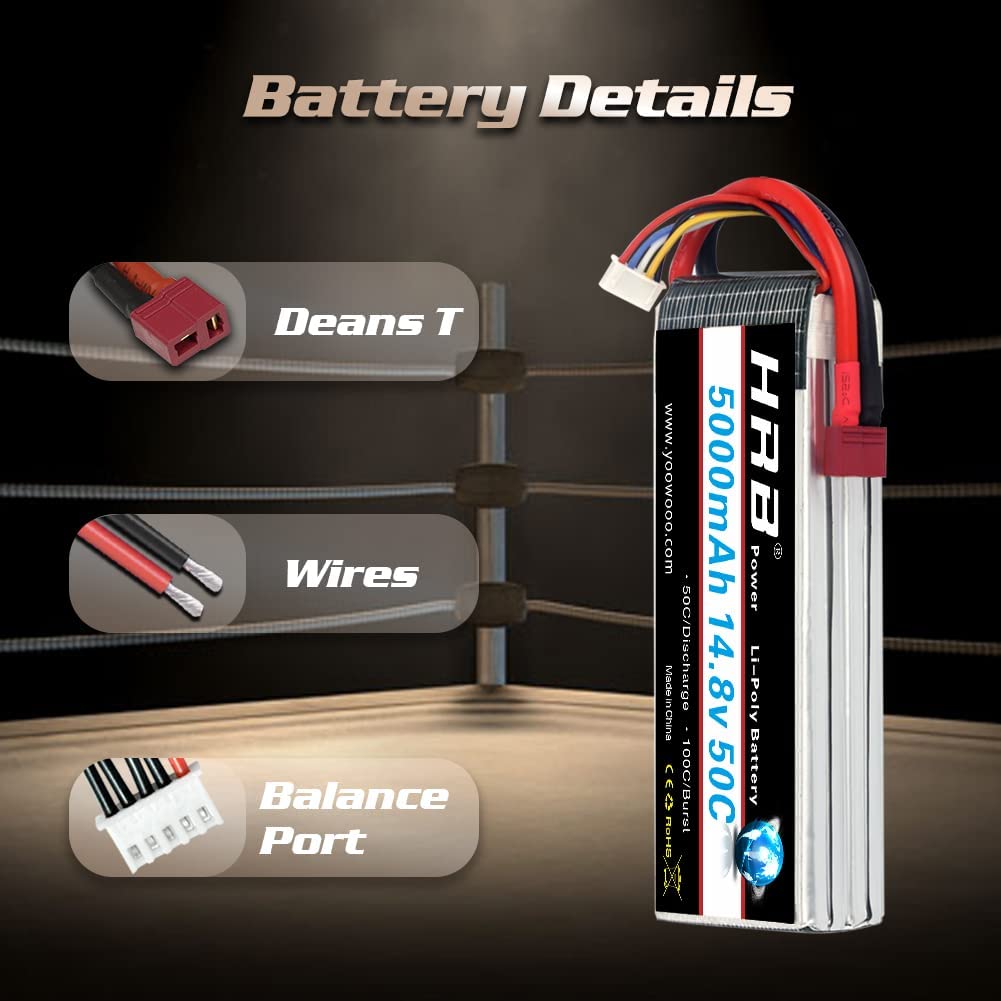 HRB 14.8v 5000mah 50C Deans T Plug for RC Car, RC Truck, RC Truggy RC Airplane UAV Drone FPV