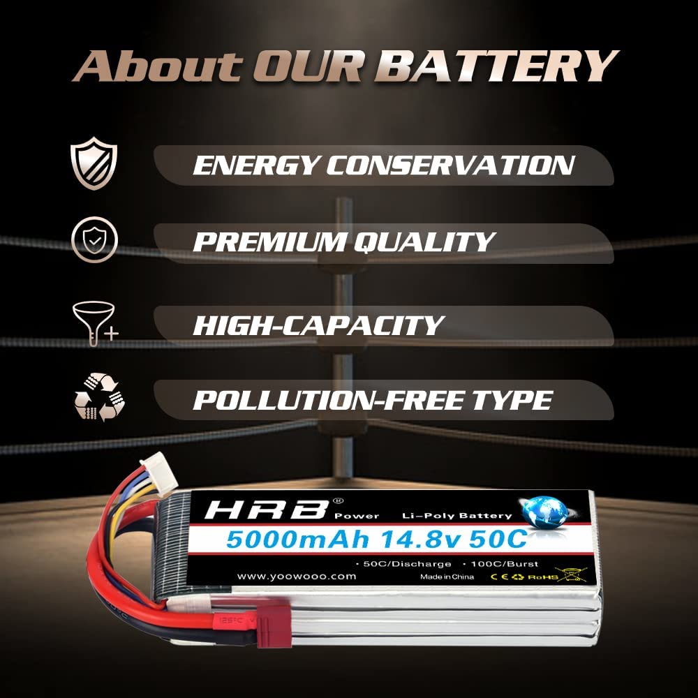 HRB 14.8v 5000mah 50C Deans T Plug for RC Car, RC Truck, RC Truggy RC Airplane UAV Drone FPV