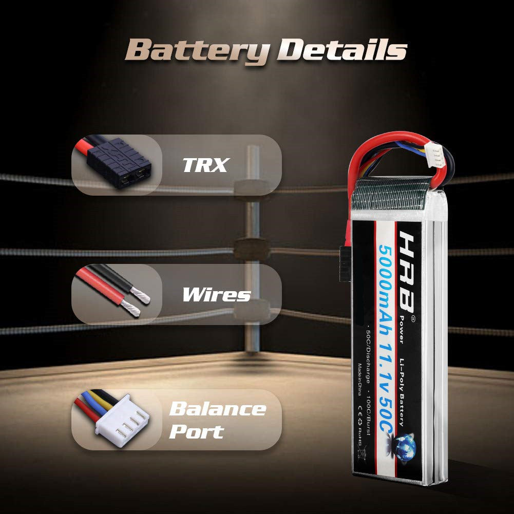 HRB 3s 11.1v 5000mah 50C with TRX/T/XT60/EC5 for RC Traxxas/Car/Truck/Buggy/Boat/ Drone