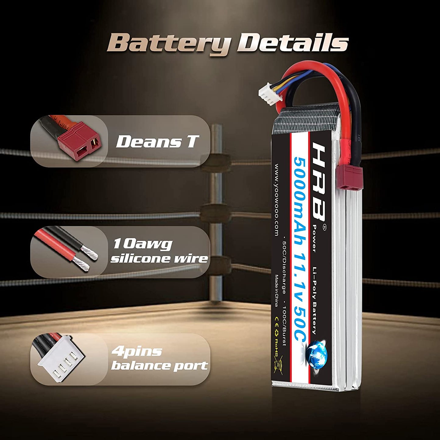 HRB 3s 11.1v 5000mah 50C with TRX/T/XT60/EC5 for RC Traxxas/Car/Truck/Buggy/Boat/ Drone