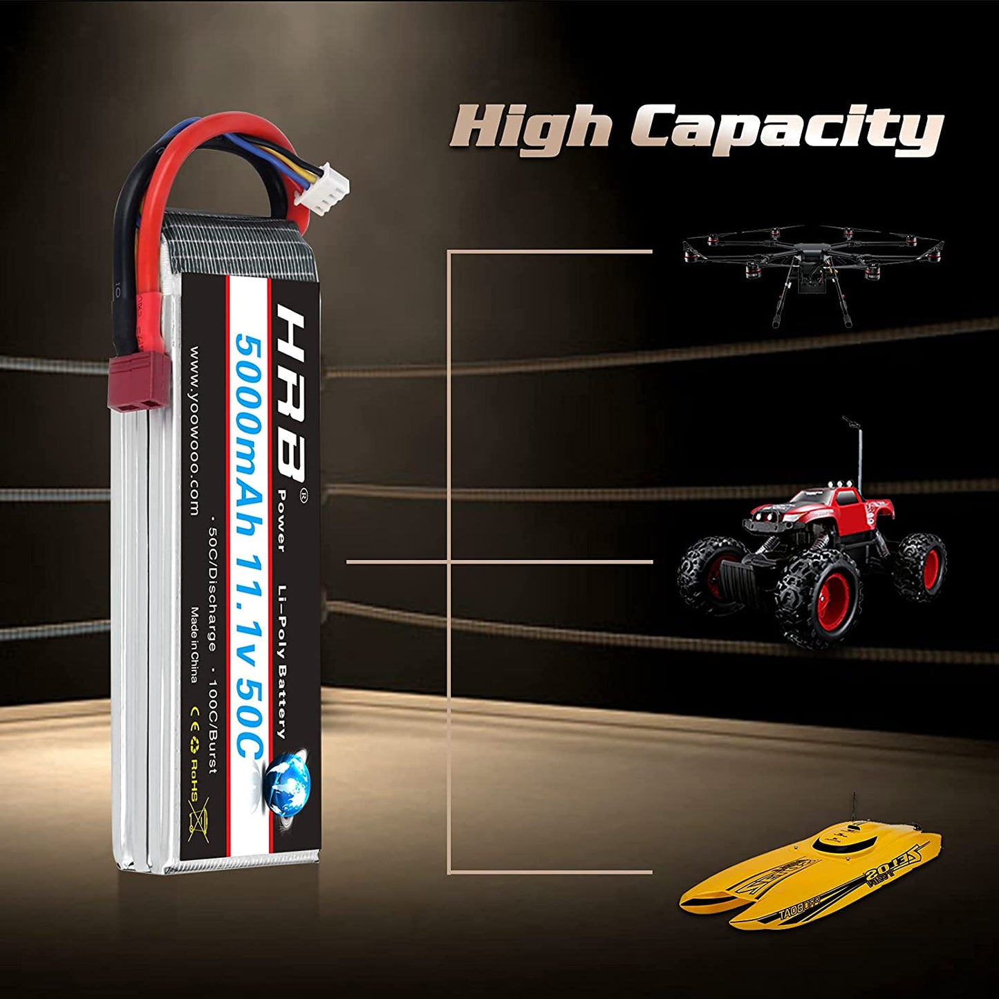 HRB 3s 11.1v 5000mah 50C with TRX/T/XT60/EC5 for RC Traxxas/Car/Truck/Buggy/Boat/ Drone