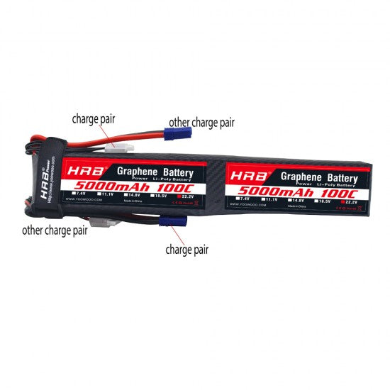 HRB GRAPHENE 12S 5000 44.4V 100C LIPO BATTERY EC5