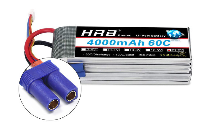 2PCS HRB 22.2V 4000mAh 6S LiPo Battery 60C Dean T for RC Helicopter Airplane Boat Truck