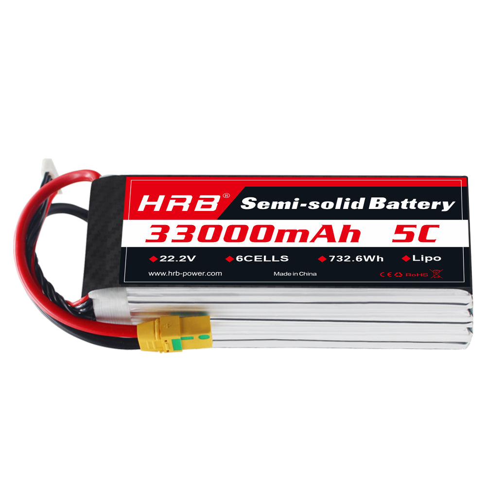 HRB 6s 22.2V 33000mAh 5C XT90S Semi-solid battery Customizable