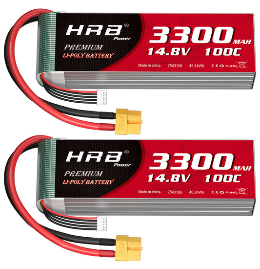 HRB 4S 14.8V 3300mAh 100C LIPO Battery XT60/EC5/Deans T