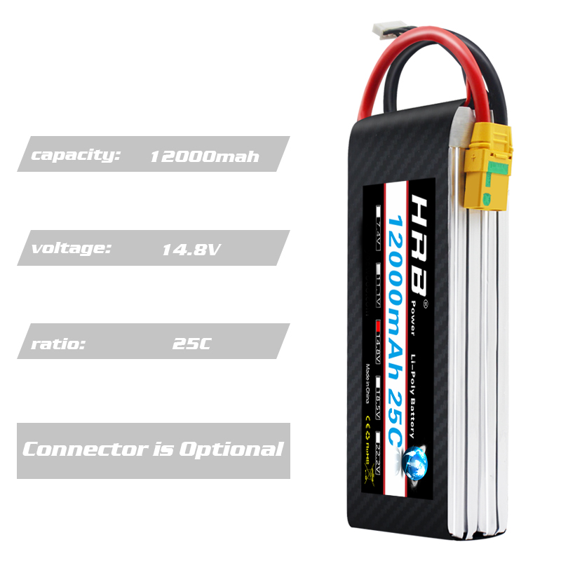 HRB 4S 14.8V 12000mAh LIPO BATTERY XT60/XT90S/AS150/XT150 for Plane Drone Boat