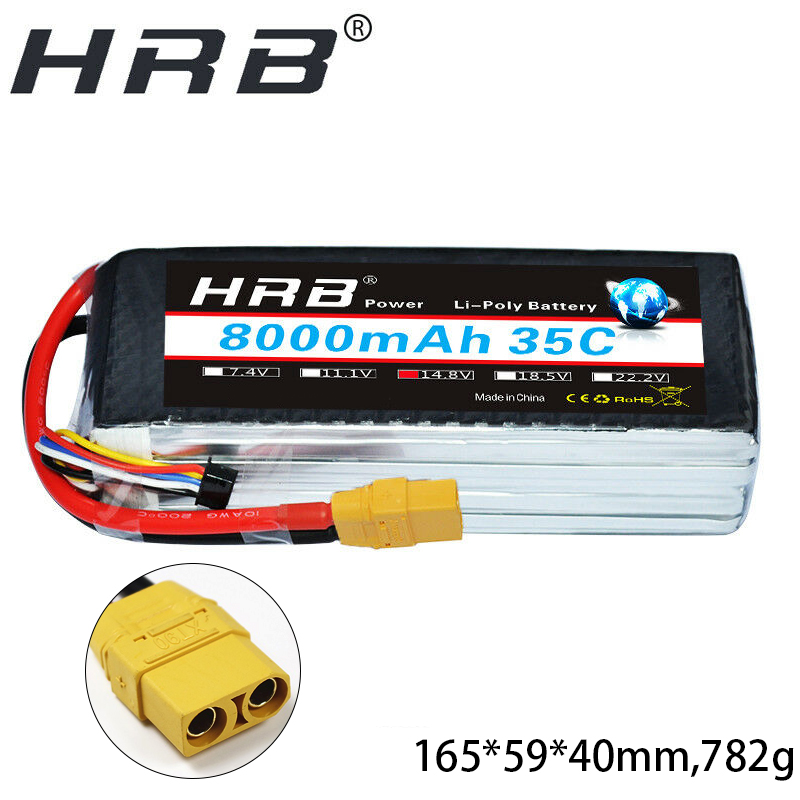 HRB 4S 14.8V 8000mAh Lipo Battery with XT60/XT90/Deans T