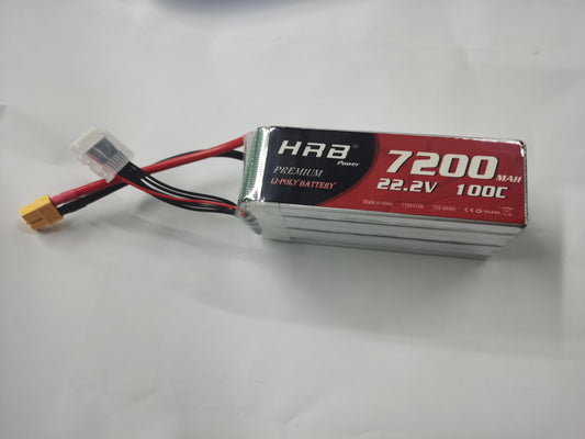 HRB 6S 22.2V 7200mAh 100C Lipo Battery XT60 EC5 XT90 AS150 XT150