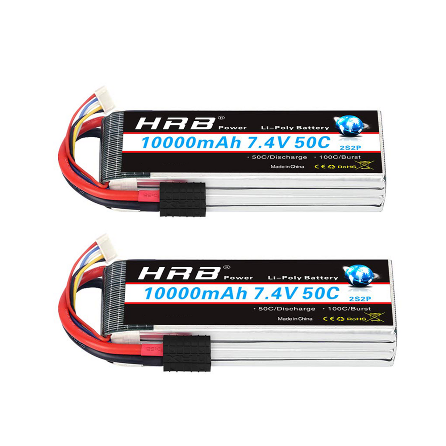 2pcs HRB 2S2P 10000mah 7.4V 50C LiPo Battery for RC Drone Car Helicopter