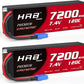HRB 2packs 2S 7200mAh Lipo Battery with EC5 Plug 7.4V 120C Hardcase