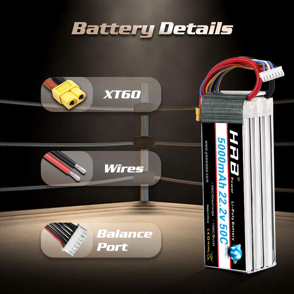 HRB 6S 5000mAh Lipo Battery XT60 50C 22.2V RC Lipo Battery