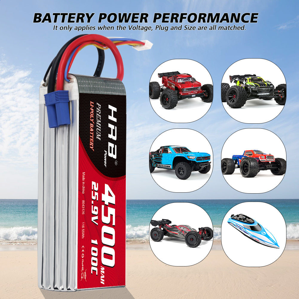 HRB 4500mAh 7S 25.9V LiPo Battery 100C for RC Helicopter Airplane Boat