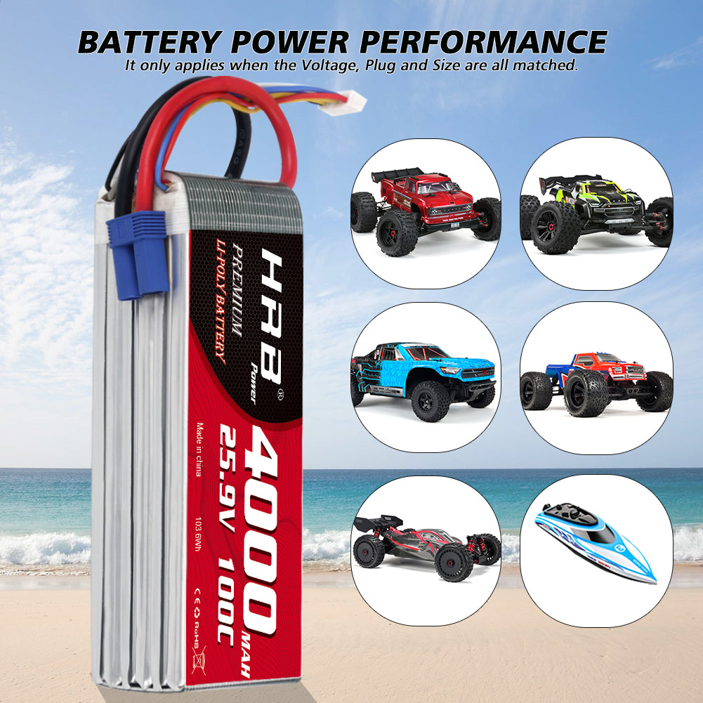 HRB 4500mAh 7S 25.9V LiPo Battery 100C for RC Helicopter Airplane Boat