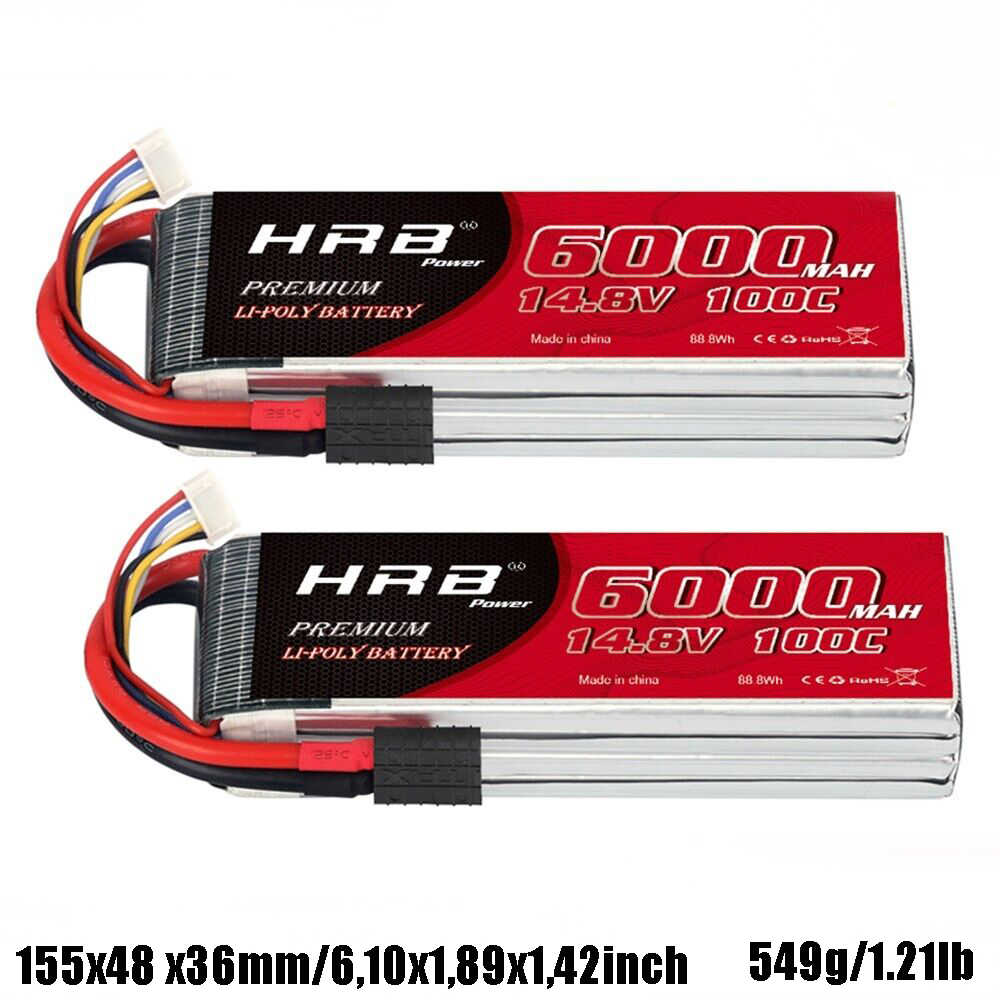 2PCS HRB 4S 14.8V 6000mAh Lipo Battery XT90/TRX/XT60/EC5