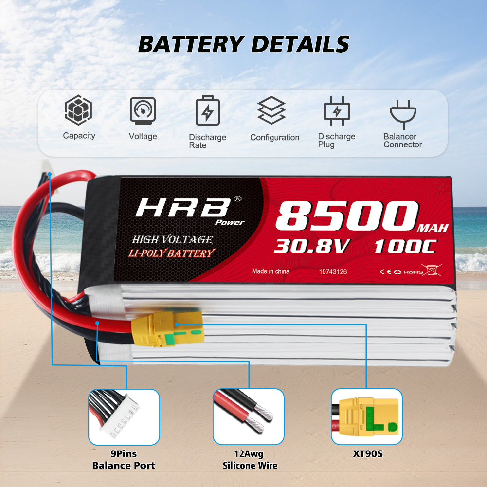 HRB 8S 30.8V 8500mAh HV Lipo Battery