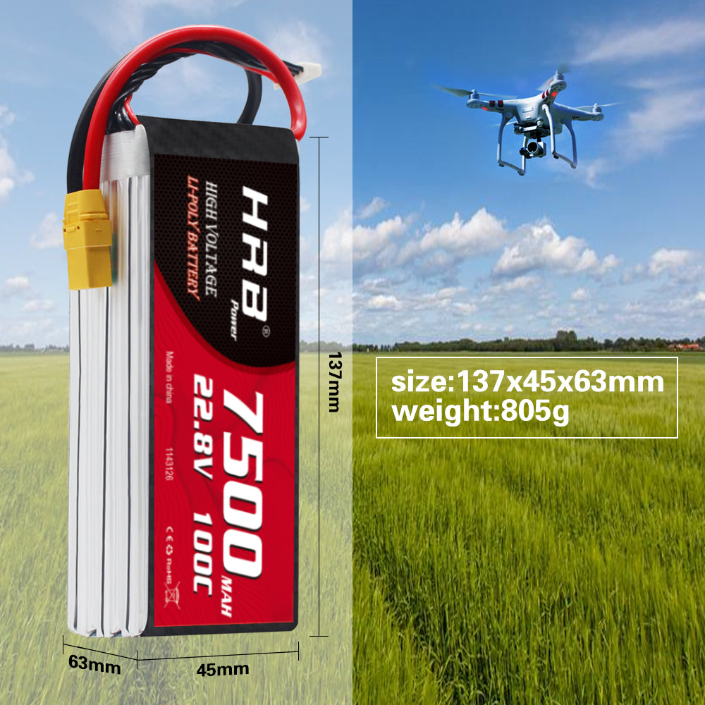 HRB 6S 7500mAh 100C 6S 22.8V HV battery Customizable