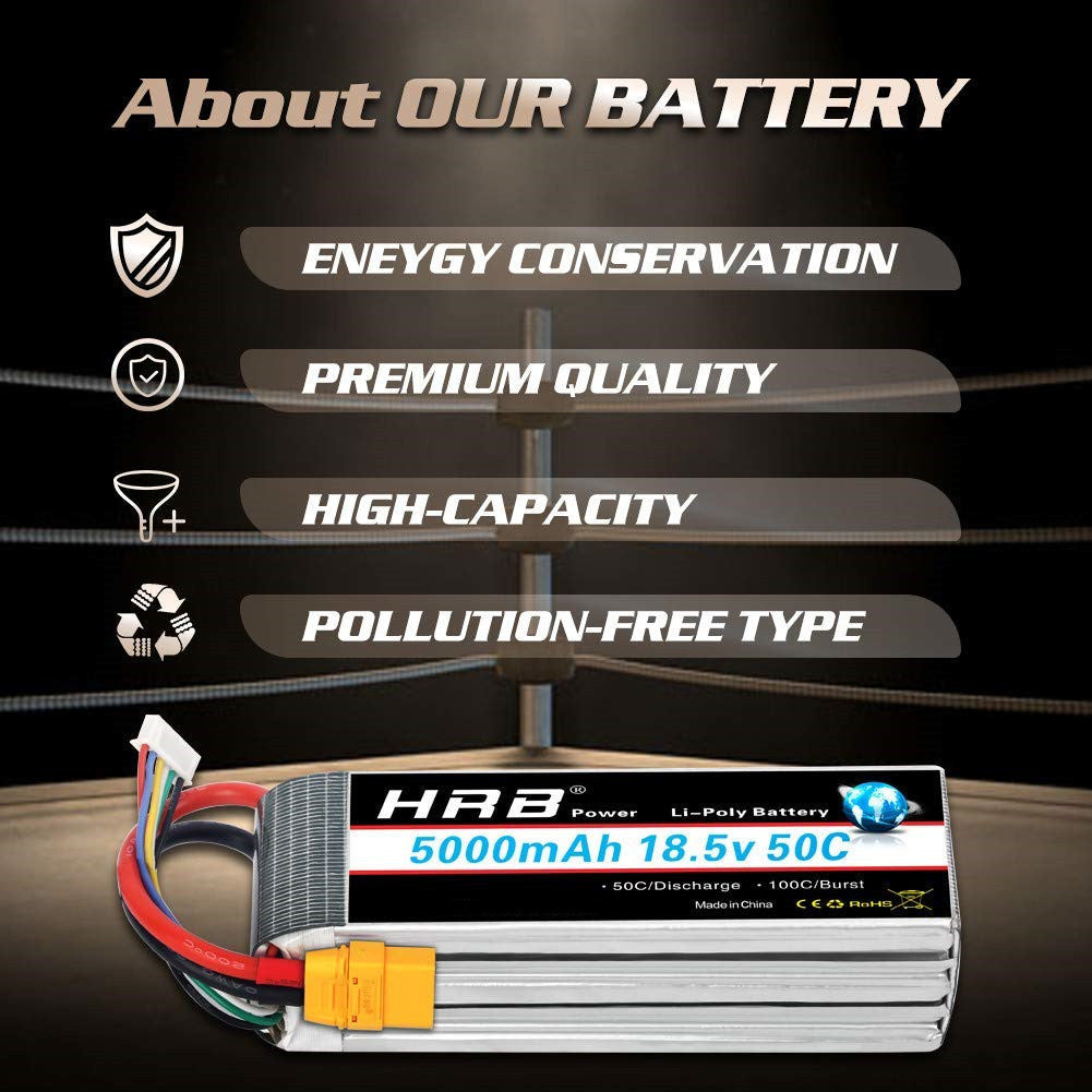 HRB 18.5V 5S 5000mAh 50C Lipo battery for RC Car Truck Helis Boat