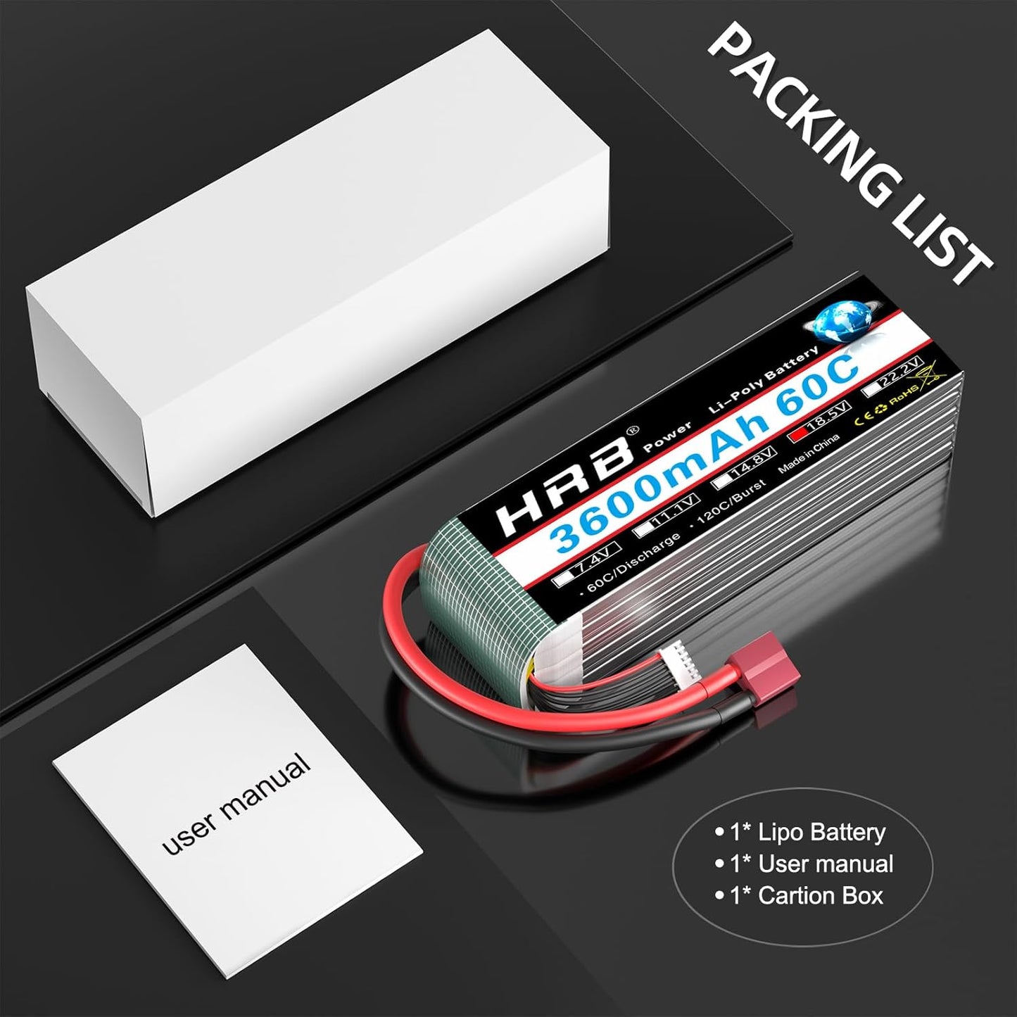 HRB 5S 3600mAh 18.5V 60C Lipo Battery Deans T