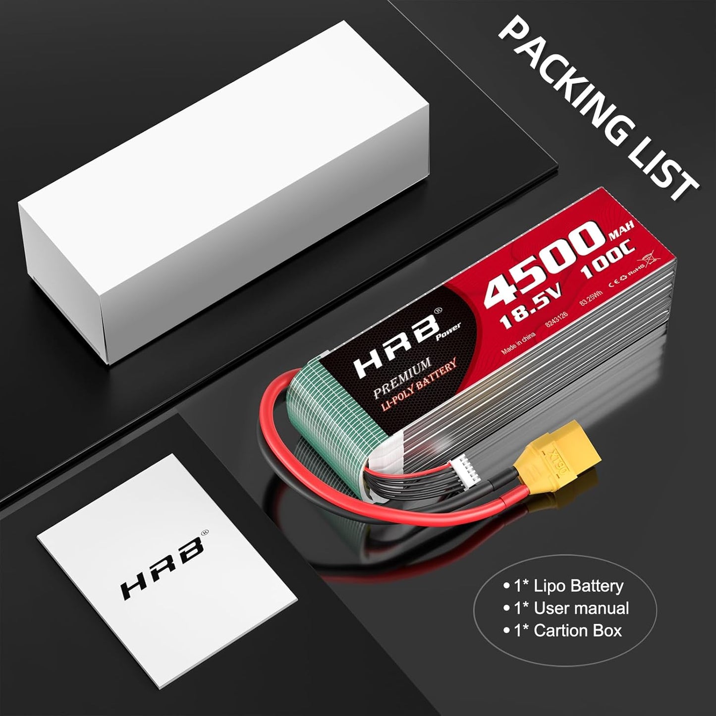 HRB 5S Lipo Battery XT90 18.5V 4500mAh 100C RC Lipo Battery XT90
