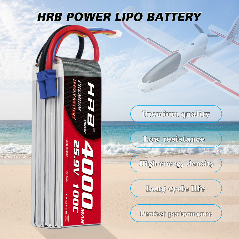 HRB 4000mAh 7S 25.9V LiPo Battery 100C for RC Helicopter Airplane Boat