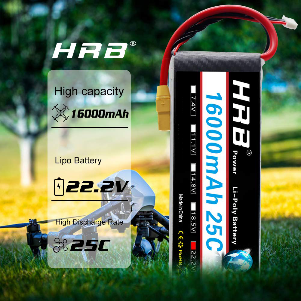 HRB 16000mAh 25C Li-Poバッテリー HRB 6S 22.2V 16000mAh 25C LIPO BATTERY XT90S/AS150/XT150 For