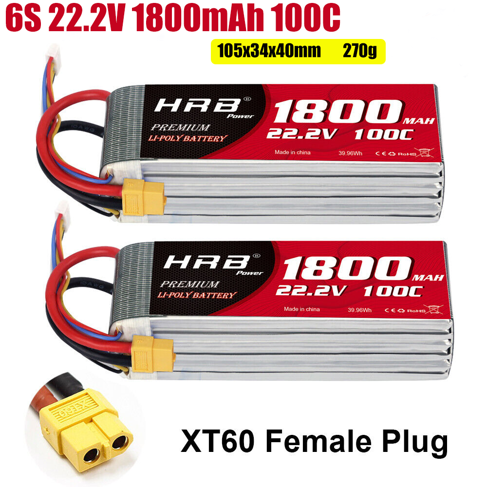 HRB 6S 22.2V 1800mAh 100C Lipo Battery XT60