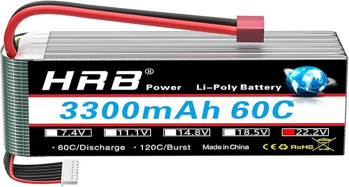 HRB 6S Lipo Battery 3300mAh 22.2V 60C RC Lipo Battery Deans T