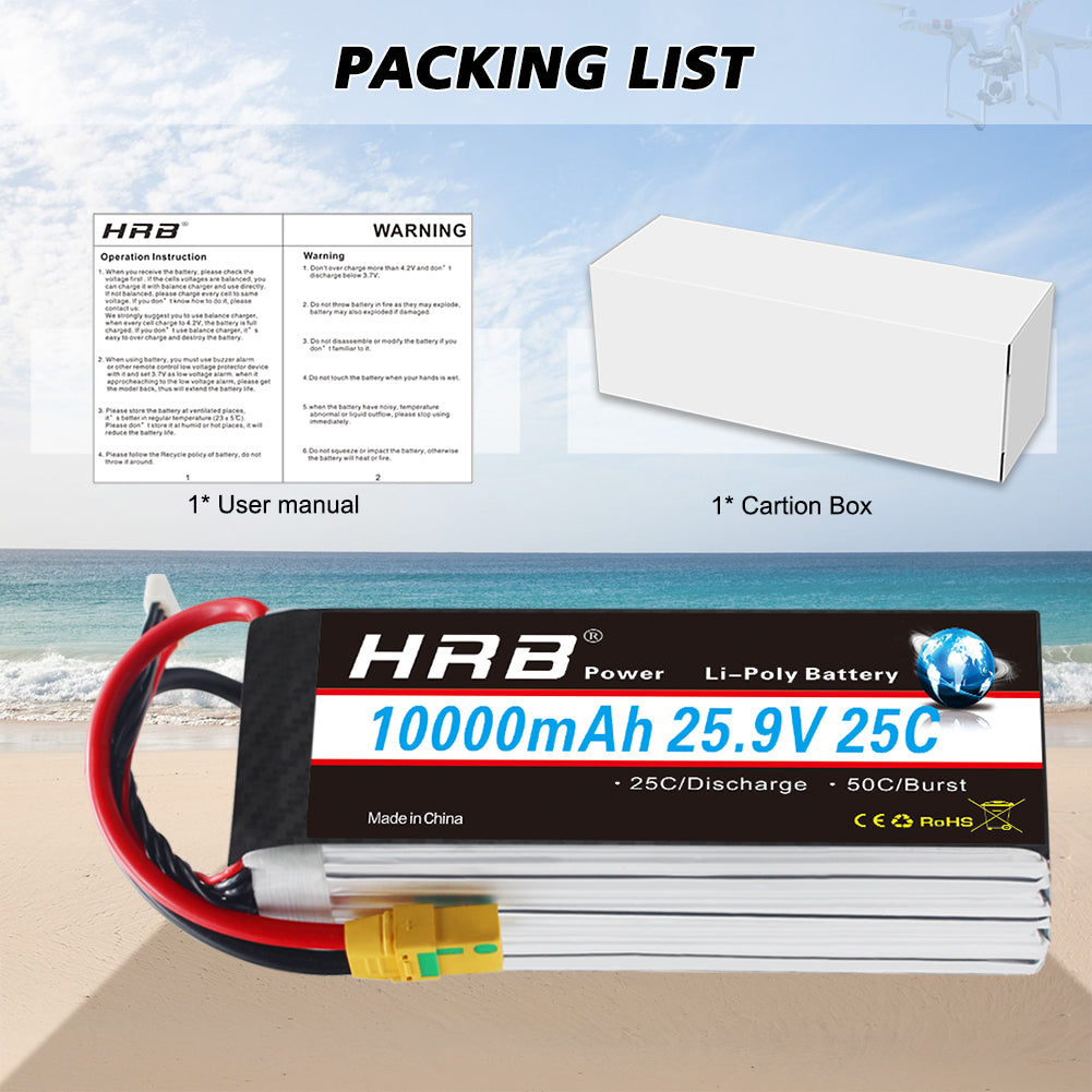HRB 25.9V 10000MAH 7S lipo battery XT90S XT90 AS150 XT150 for Plane Drone Boat