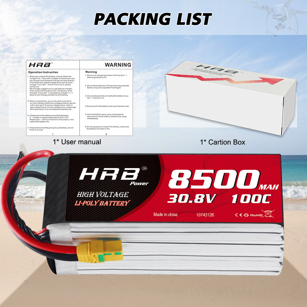 HRB 8S 30.8V 8500mAh HV Lipo Battery