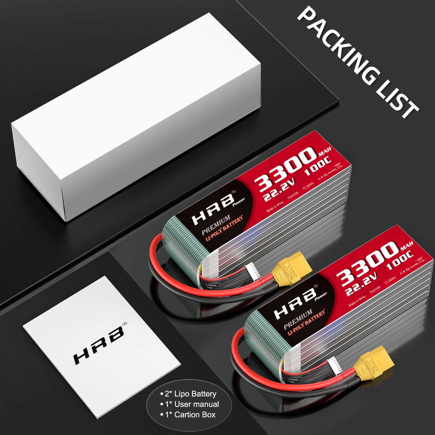 HRB 6S 3300mAh 22.2V 100C LIPO Battery for RC Car Boat Truck Heli Airplane