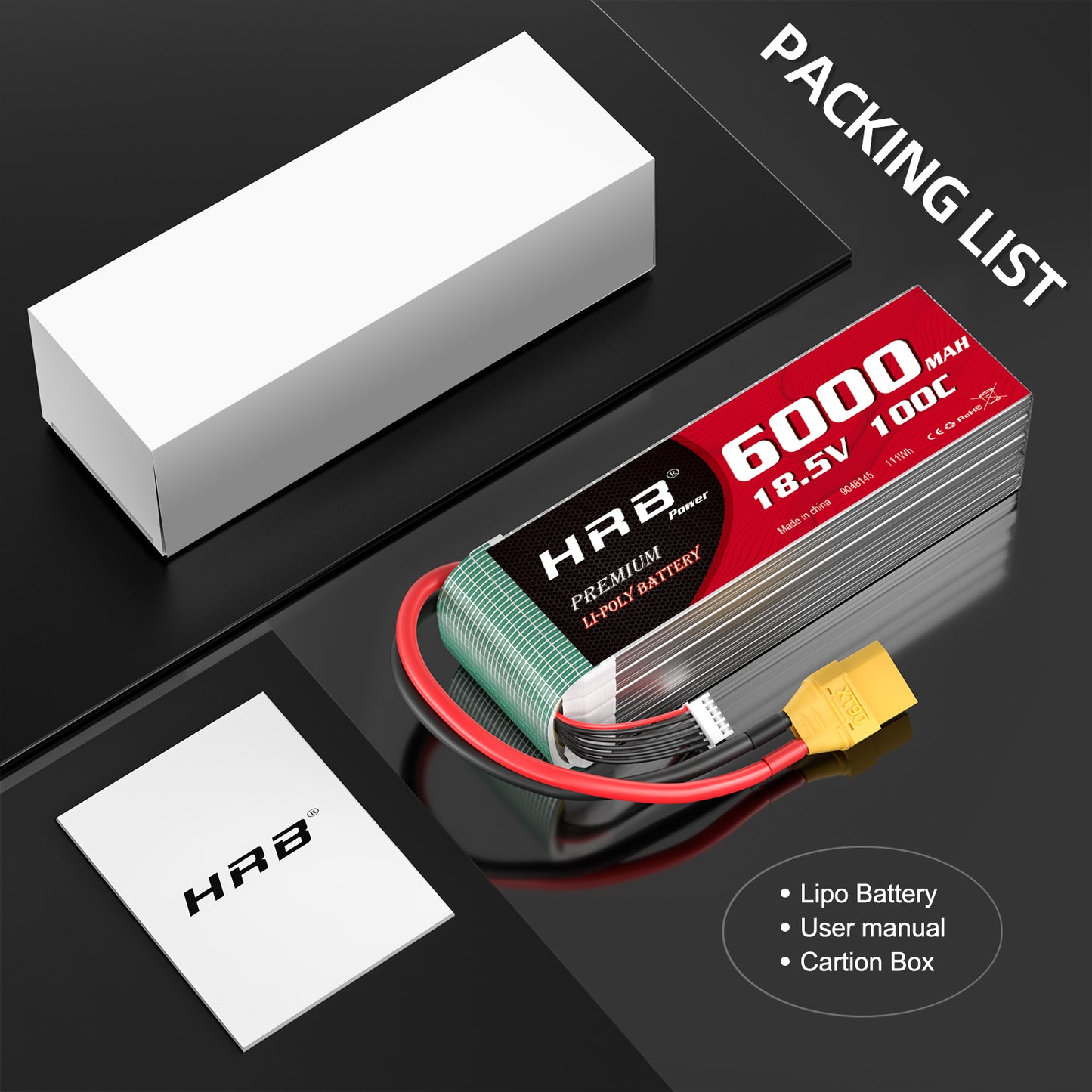 HRB 18.5V 5S 6000mAh 50C Lipo battery for RC Car Truck Helis Boat