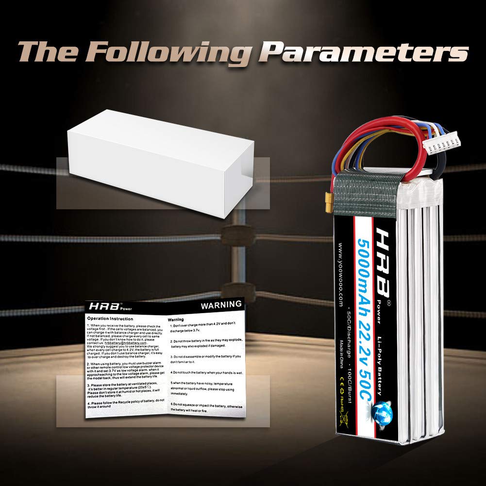 HRB 6S 5000mAh Lipo Battery XT60 50C 22.2V RC Lipo Battery