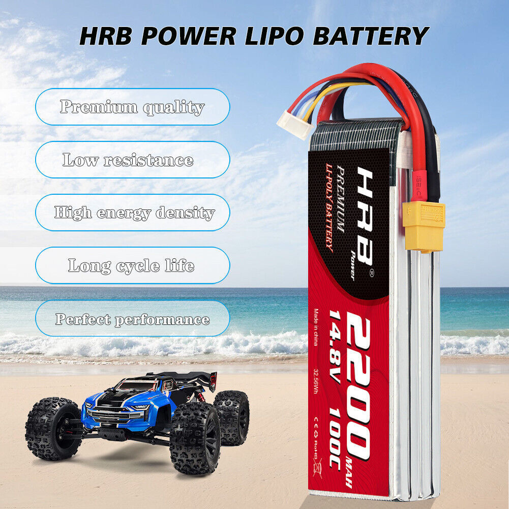 2XHRB 4S Lipo Battery 100C 14.8V 2200mAh XT60 for Car Truck Helicopter Airplane