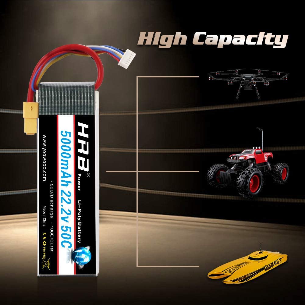 HRB 22.2V 5000mAh 50C with XT90/T/EC5 Plug for RC Quadcopter Helicopter Car Truck Boat